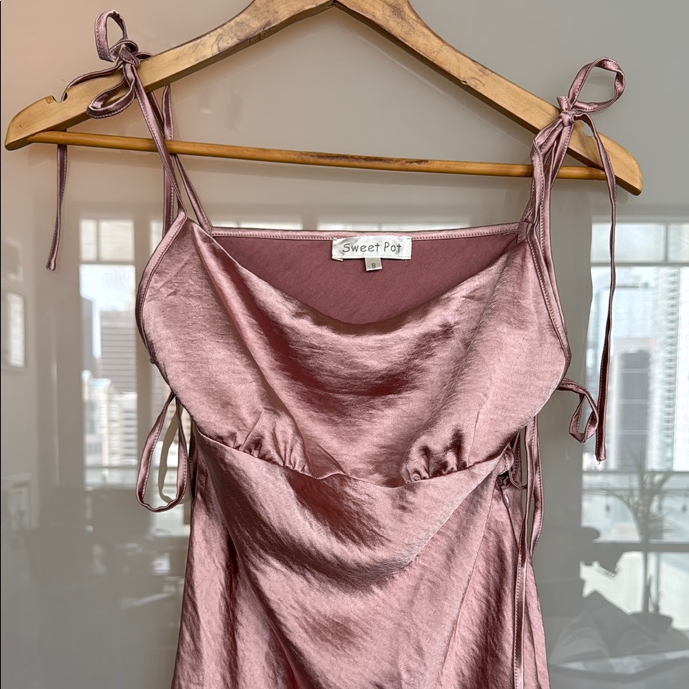 Never Worn - Pink Spaghetti Strap Slip Mini Dress for Cocktail - Picture 4 of 4